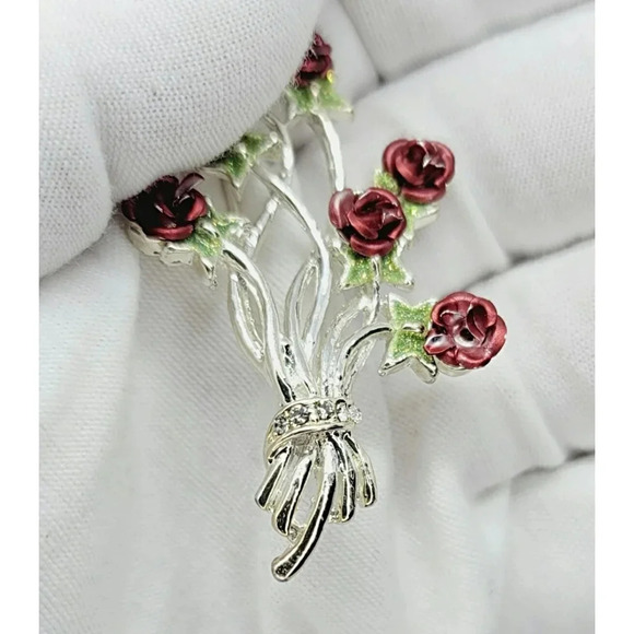 Vintage Bunch of Roses Pin - Picture 4 of 5